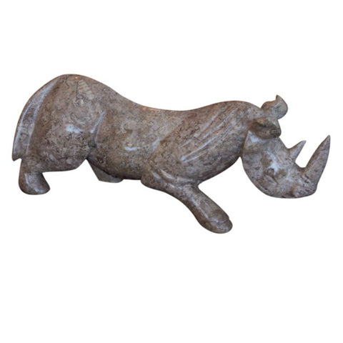 Fossil Stone Marble Rhino Figurine - Marble Products International
