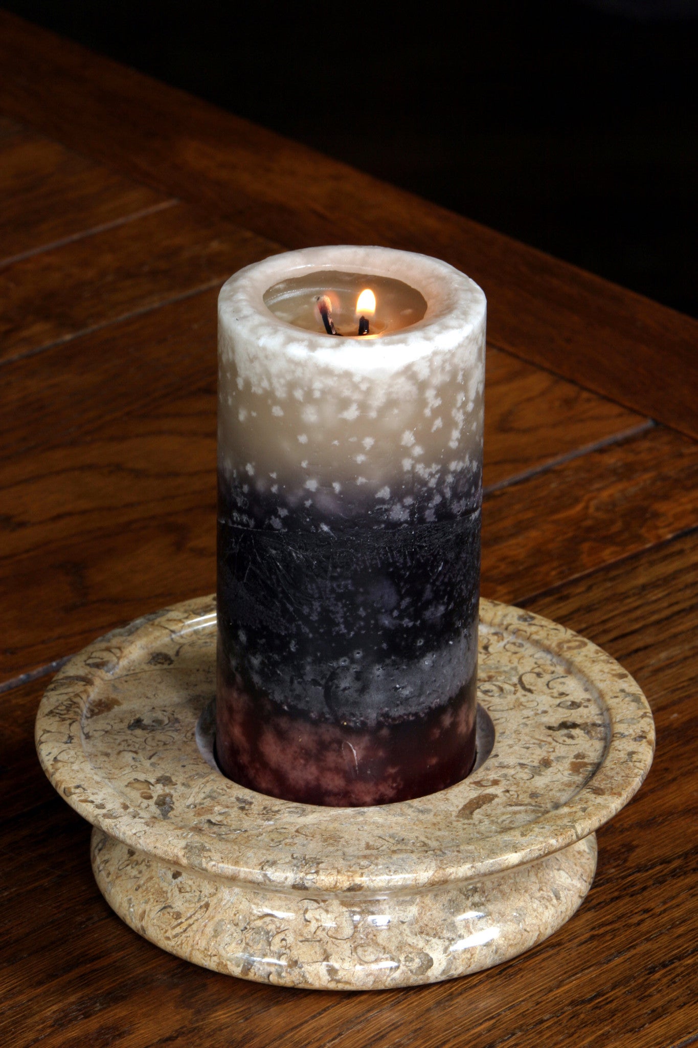 3 Tier Candle Holder Fossil Stone Marble Products International