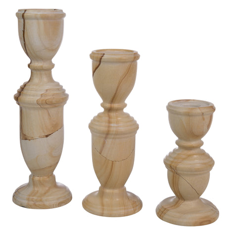 Colonial Candle Holder- Teak - Marble Products International