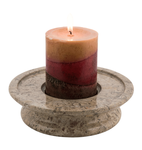 3 Tier Candle Holder - Fossil Stone - Marble Products International